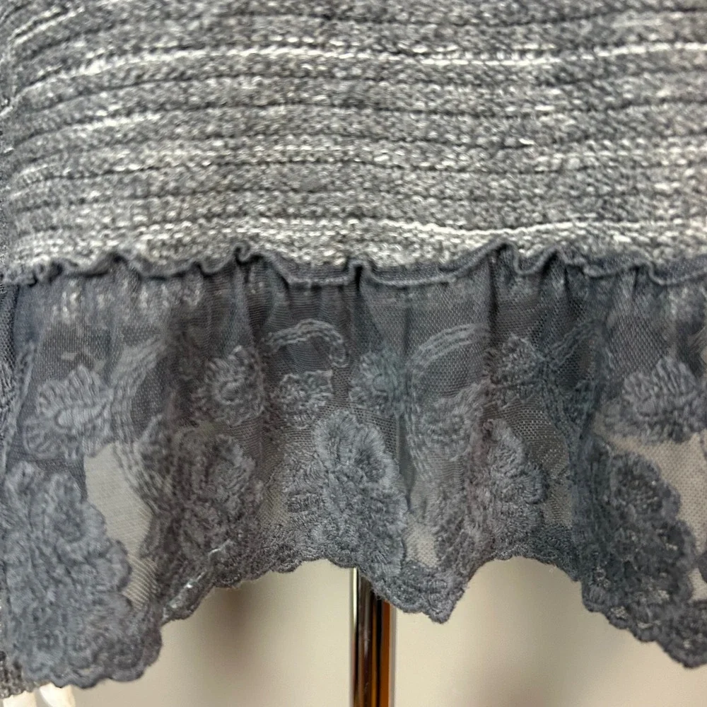 Fairy Grunge Sweater Large Hollister Gray Ruffle Peplum Raglan dark romantic